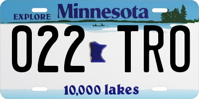 MN license plate 022TRO