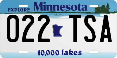 MN license plate 022TSA
