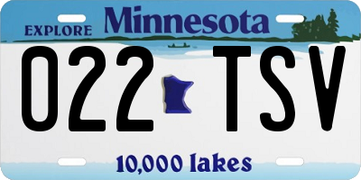 MN license plate 022TSV