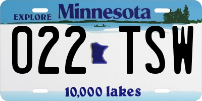 MN license plate 022TSW