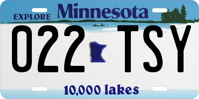 MN license plate 022TSY
