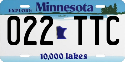 MN license plate 022TTC