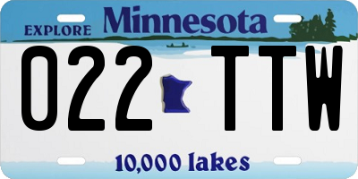 MN license plate 022TTW
