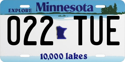 MN license plate 022TUE