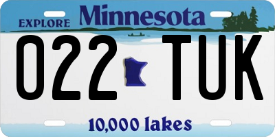 MN license plate 022TUK