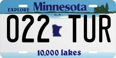 MN license plate 022TUR