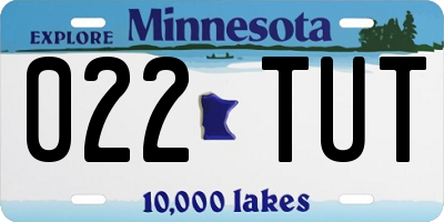 MN license plate 022TUT