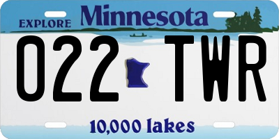 MN license plate 022TWR