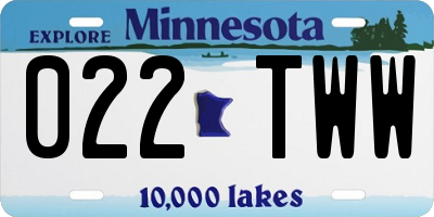 MN license plate 022TWW