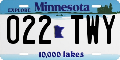 MN license plate 022TWY