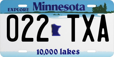 MN license plate 022TXA