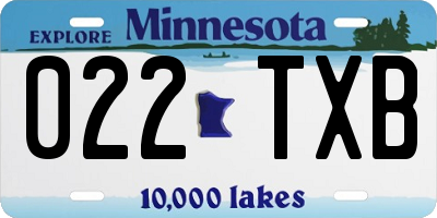 MN license plate 022TXB