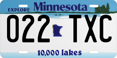 MN license plate 022TXC