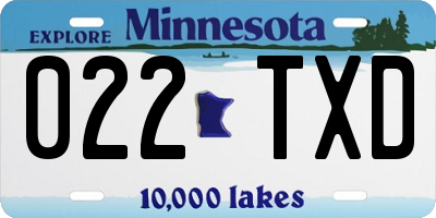 MN license plate 022TXD