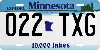 MN license plate 022TXG