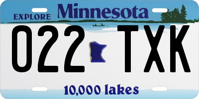 MN license plate 022TXK