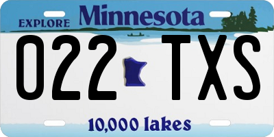 MN license plate 022TXS