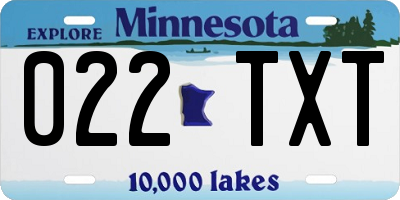 MN license plate 022TXT