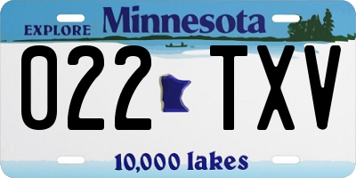 MN license plate 022TXV