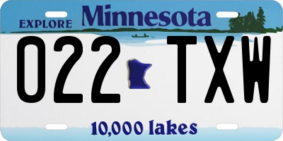 MN license plate 022TXW