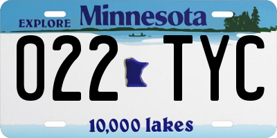 MN license plate 022TYC