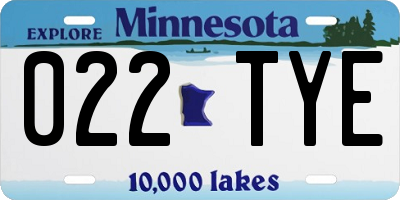 MN license plate 022TYE