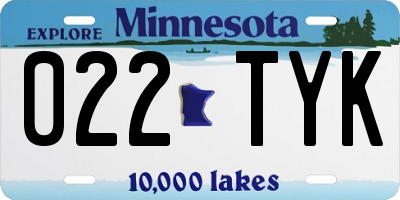 MN license plate 022TYK
