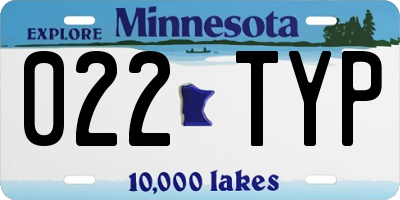 MN license plate 022TYP