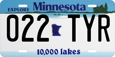 MN license plate 022TYR