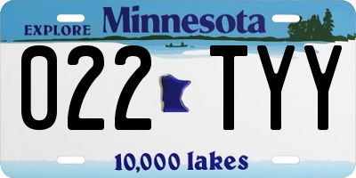 MN license plate 022TYY