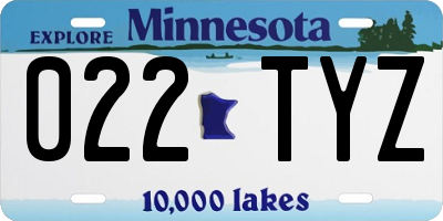 MN license plate 022TYZ