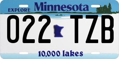 MN license plate 022TZB