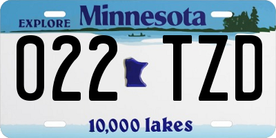 MN license plate 022TZD