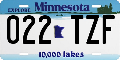 MN license plate 022TZF