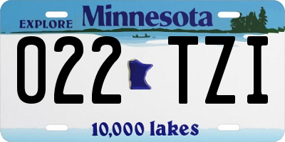 MN license plate 022TZI