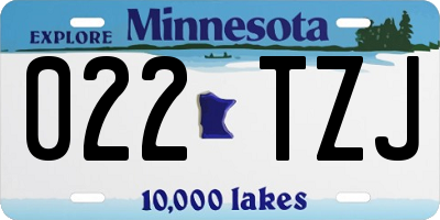 MN license plate 022TZJ