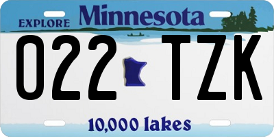MN license plate 022TZK