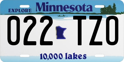 MN license plate 022TZO