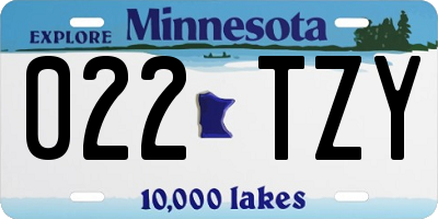 MN license plate 022TZY