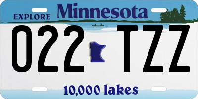 MN license plate 022TZZ
