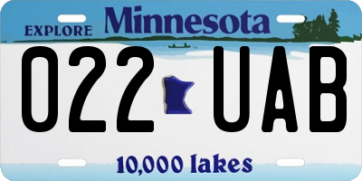 MN license plate 022UAB