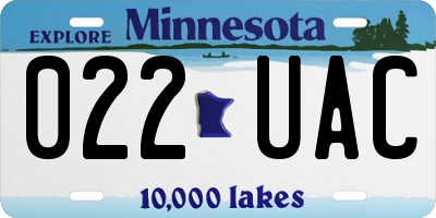 MN license plate 022UAC