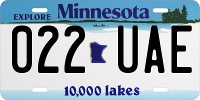MN license plate 022UAE