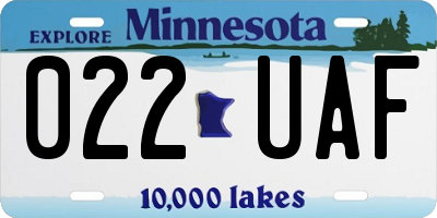 MN license plate 022UAF