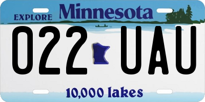 MN license plate 022UAU