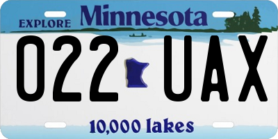 MN license plate 022UAX