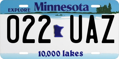 MN license plate 022UAZ