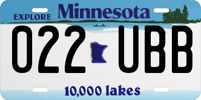 MN license plate 022UBB