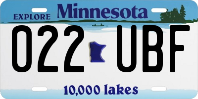 MN license plate 022UBF