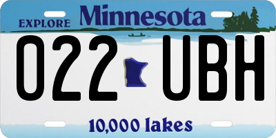 MN license plate 022UBH